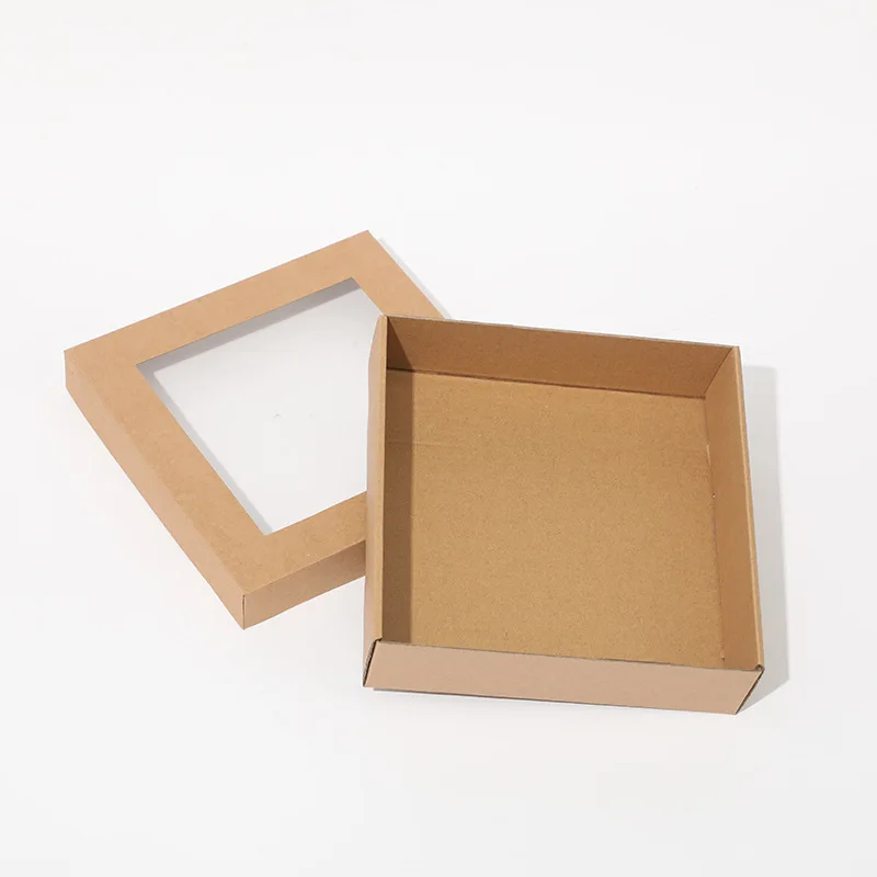 Manufacturers wholesale folding kraft paper box with window cake gift packaging carton customization
