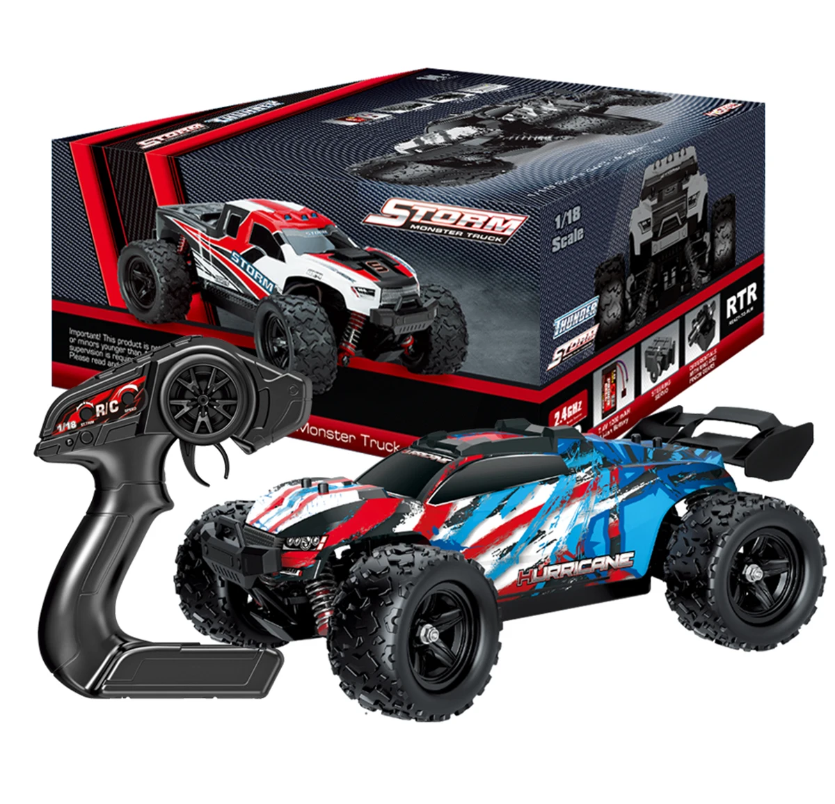 Simulation car 1/18 scale high speed racing vehicle 70m radio control kids 5 wire steering servo truck 4wd monster truck