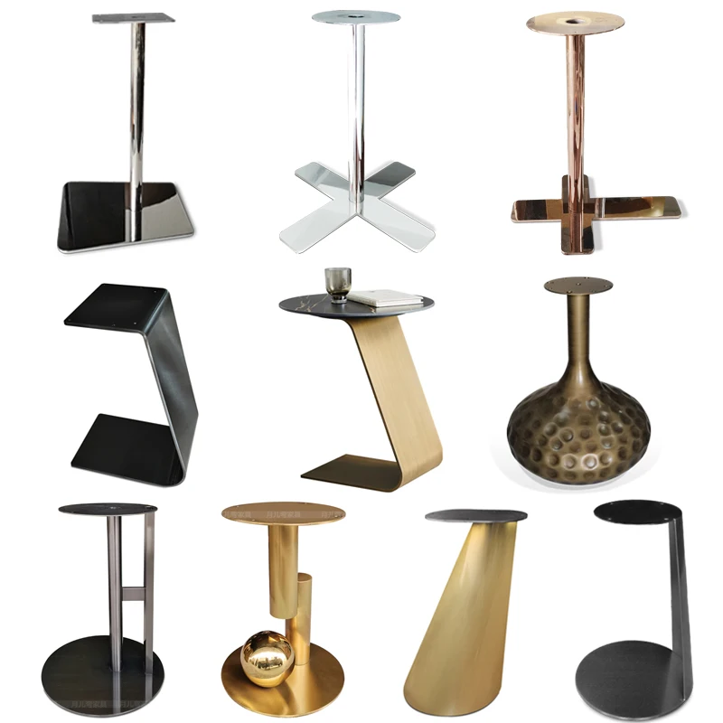 Contemporary Round Nesting Bent Black Gold Metal Leg Side Glass Marble Stone Wood Coffee Table Nest  3 Table Set Nesting Table