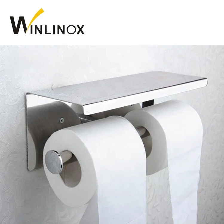 Recessed double tissue holder stainless steel toilet paper roll holder