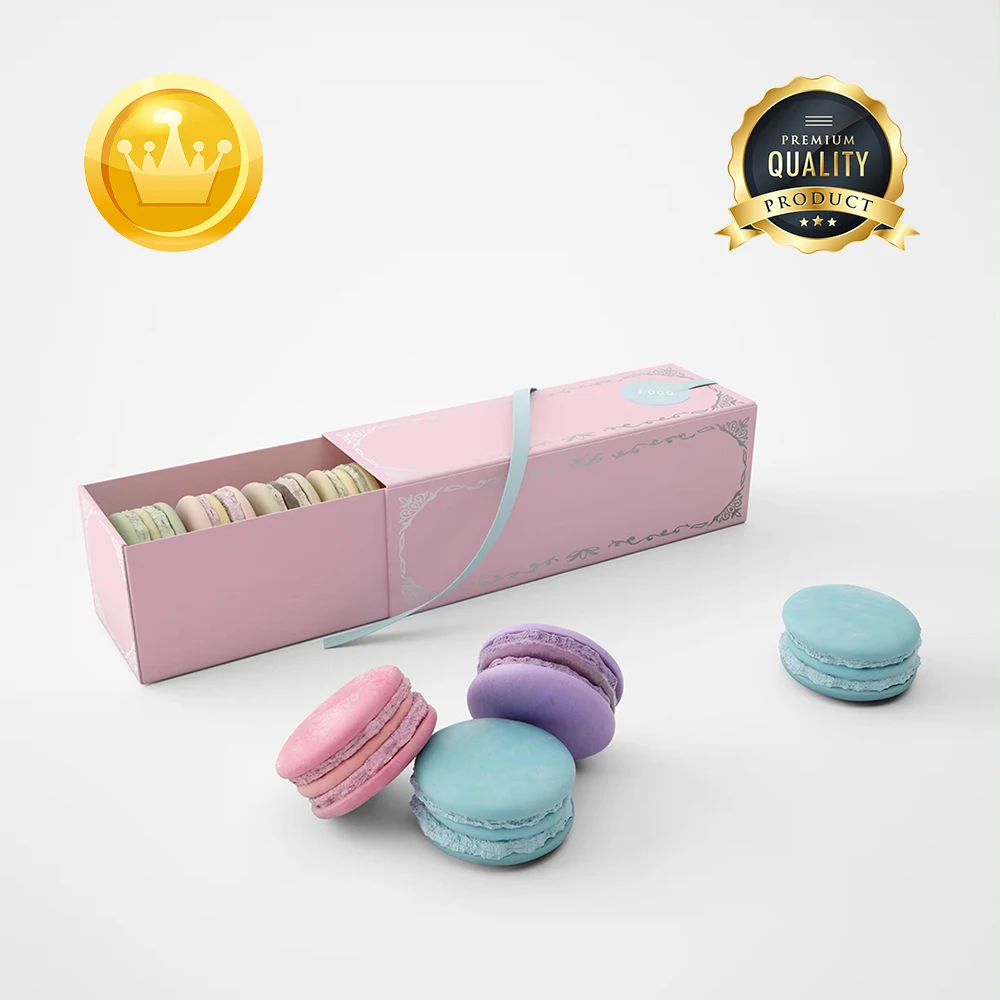 Custom Design Logo Eco Friendly Food Grade Macaron Box Food Cake Cookie Bread Pastry Donut Paper Packaging Boxes Recyclable