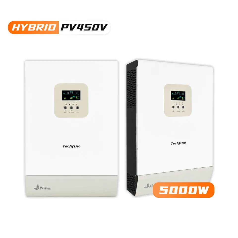 Techfine Solar Inverter 1kva 12v 110v 220v Mppt In Hybrid Solar Inverter High Frequency Techfine Hybrid 5kw Inverter