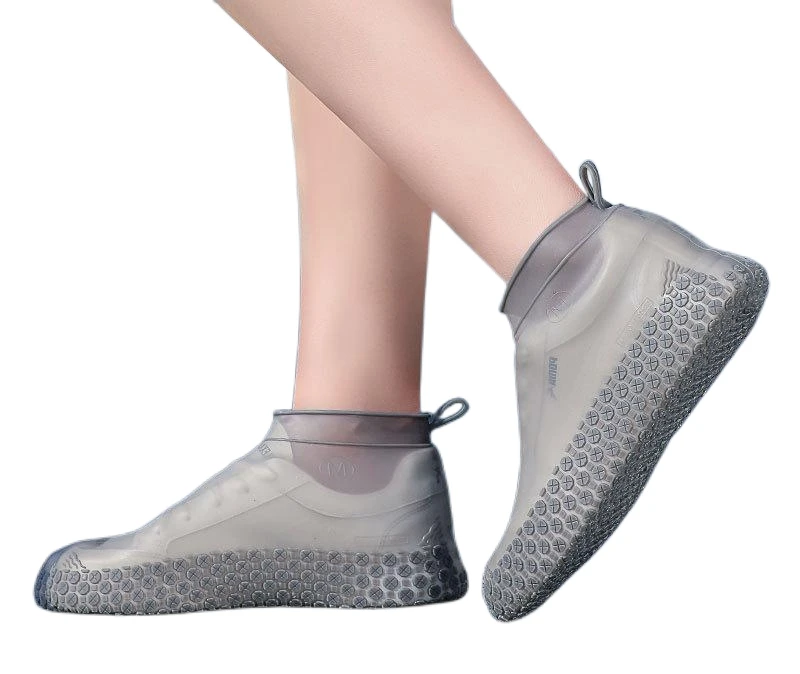 Mid-Size Unisex Anti-Slippery Translucent Silicone Low-Cut Rain Boots Rain Shoes Galoshes