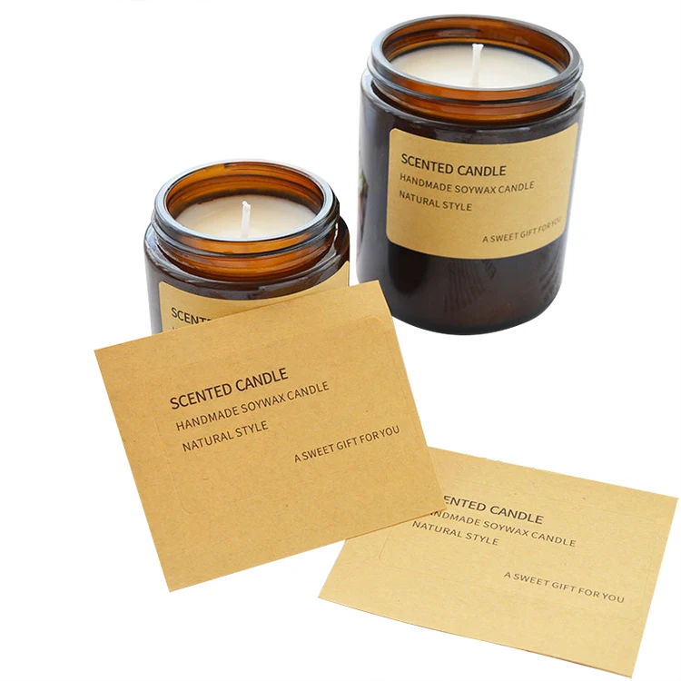 Custom Spice Jar Bamboo Lid and Labels Waterproof Products Kraft Paper Jar Labeling Machine for Candle Jars