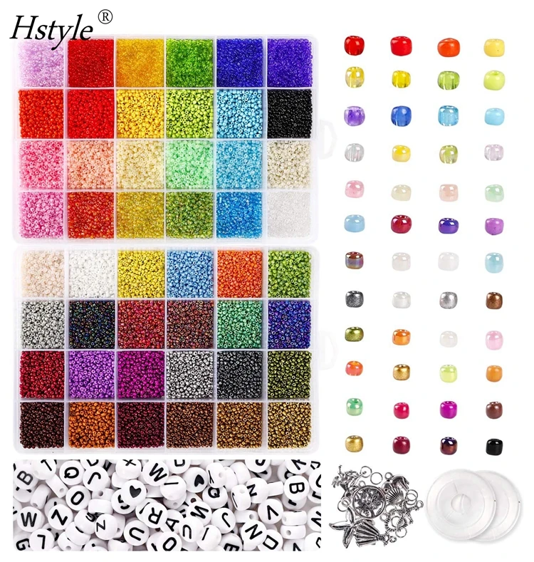 35000pcs Bracelet Beads for Jewelry Making Kit Bead Craft Kit Set 2mm Glass Seed Letter Alphabet Beads DIY Art SD872