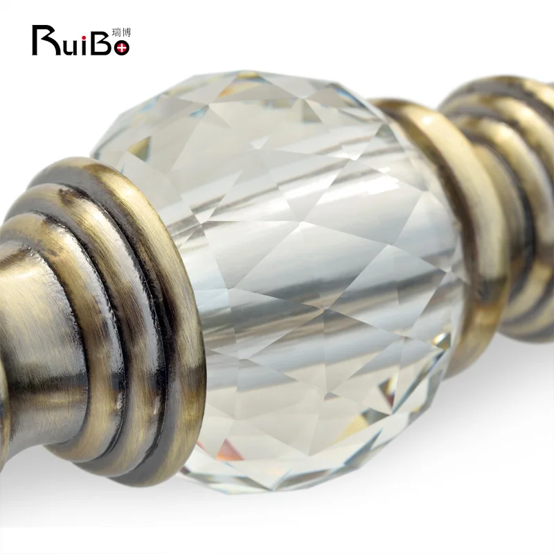 Deluxe crystal antique brass hotel club door glass door handle rimless door frame customized long handle