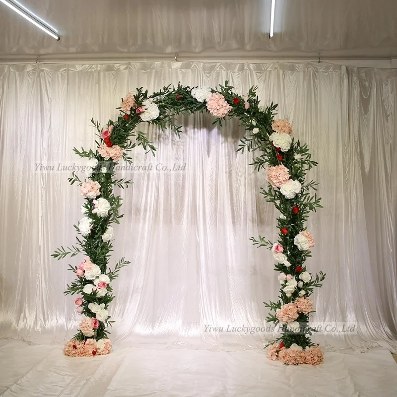 LFB1276 green Artificial flower arch backdrop set for wedding decoration