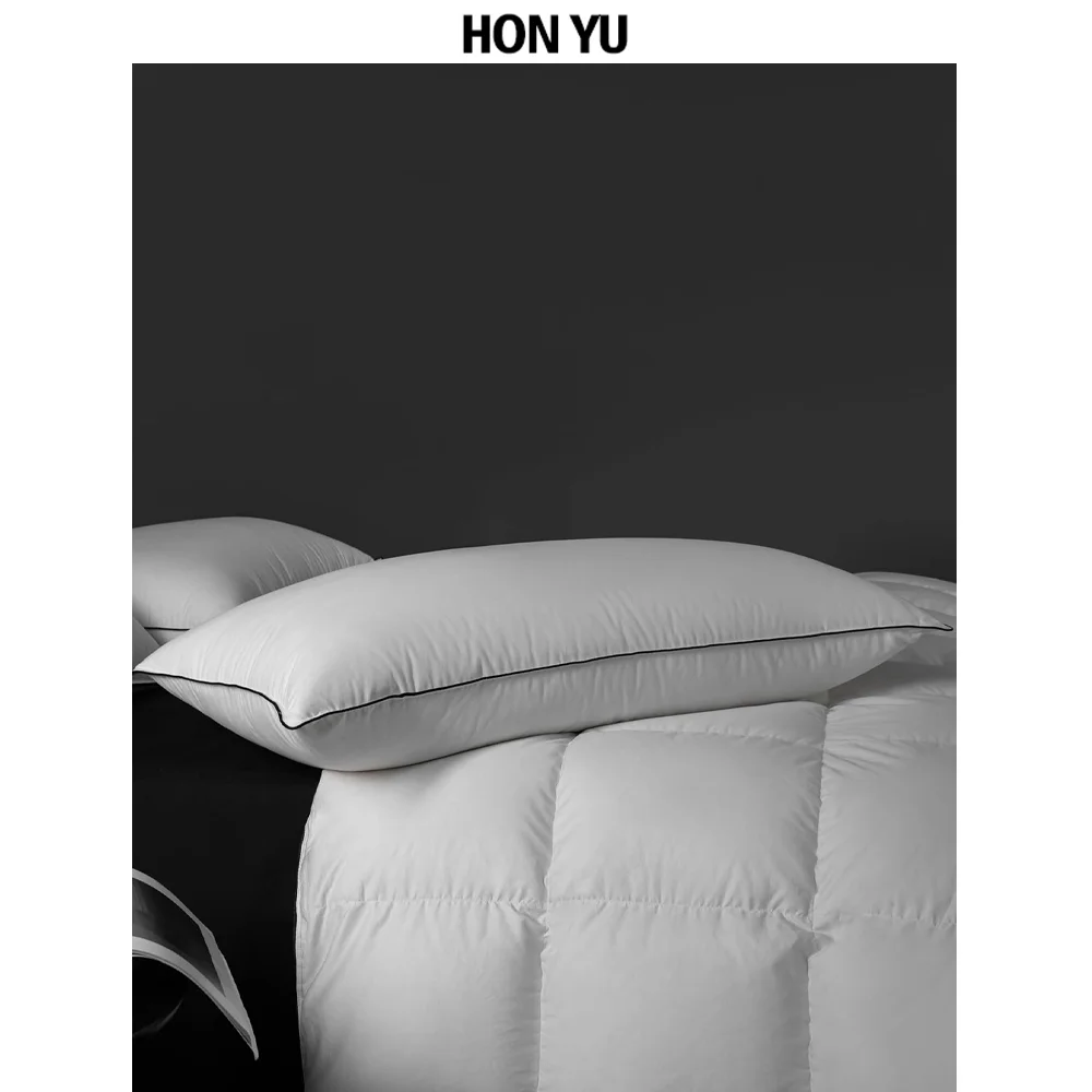 Hotel Collection Luxury Hungarian Goose Down and Down Alternative Pillow with 100% Cotton Shell Soft Fluffy Goose Down Pillow