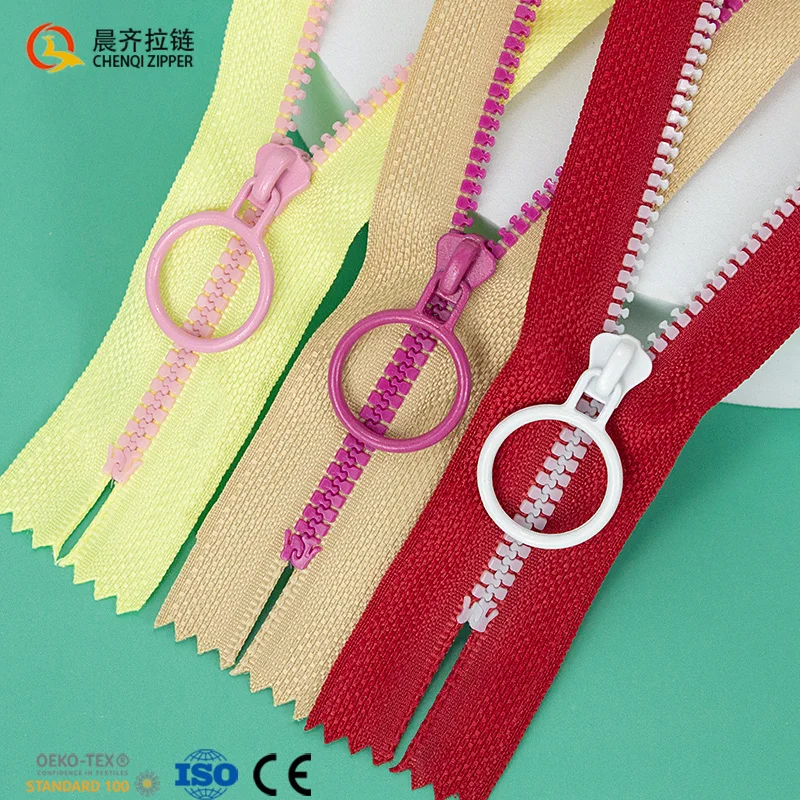 Wholesale Spot 5# 15 20 25 30 35 Cm Candy Colorful Closed-end Auto-Lock Plastic Resin Zipper For Clothing