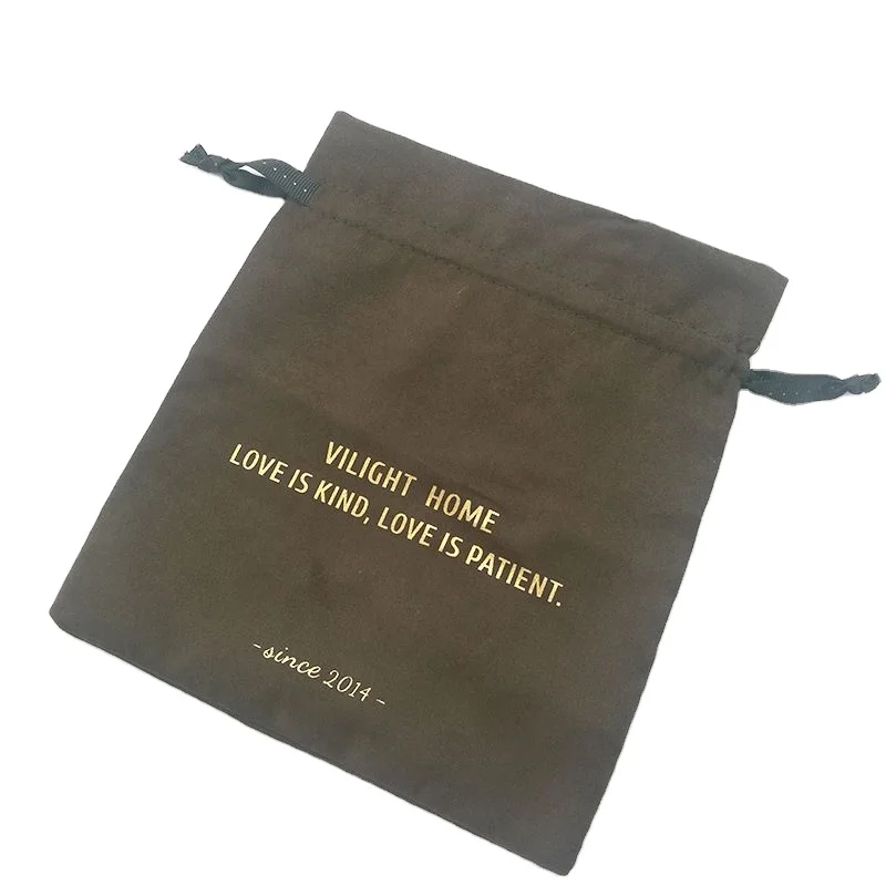 Custom Size small luxury dust custom velvet gift bag with hot stamping