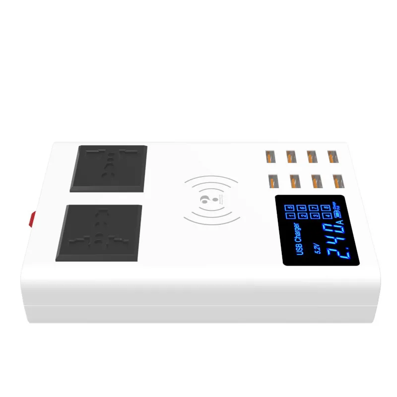  DP UK Smart USB зарядное устройство 40 Вт с универсальная розетка переменного тока светодиодный дисплей 8-портовый беспроводной адаптер для зарядного