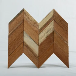 Dongguan MUMU Design Mixed Color Old Ship Wooden Slat Decor Panel Art Tiles Wooden Mosaic for Wall