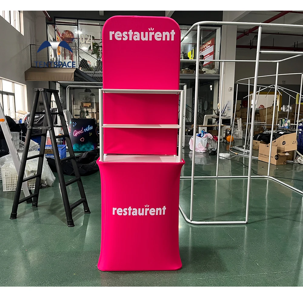 Custom Display Table Trade Show Foldable Desk Full Printed Graphics Exhibition Demonstration Counter