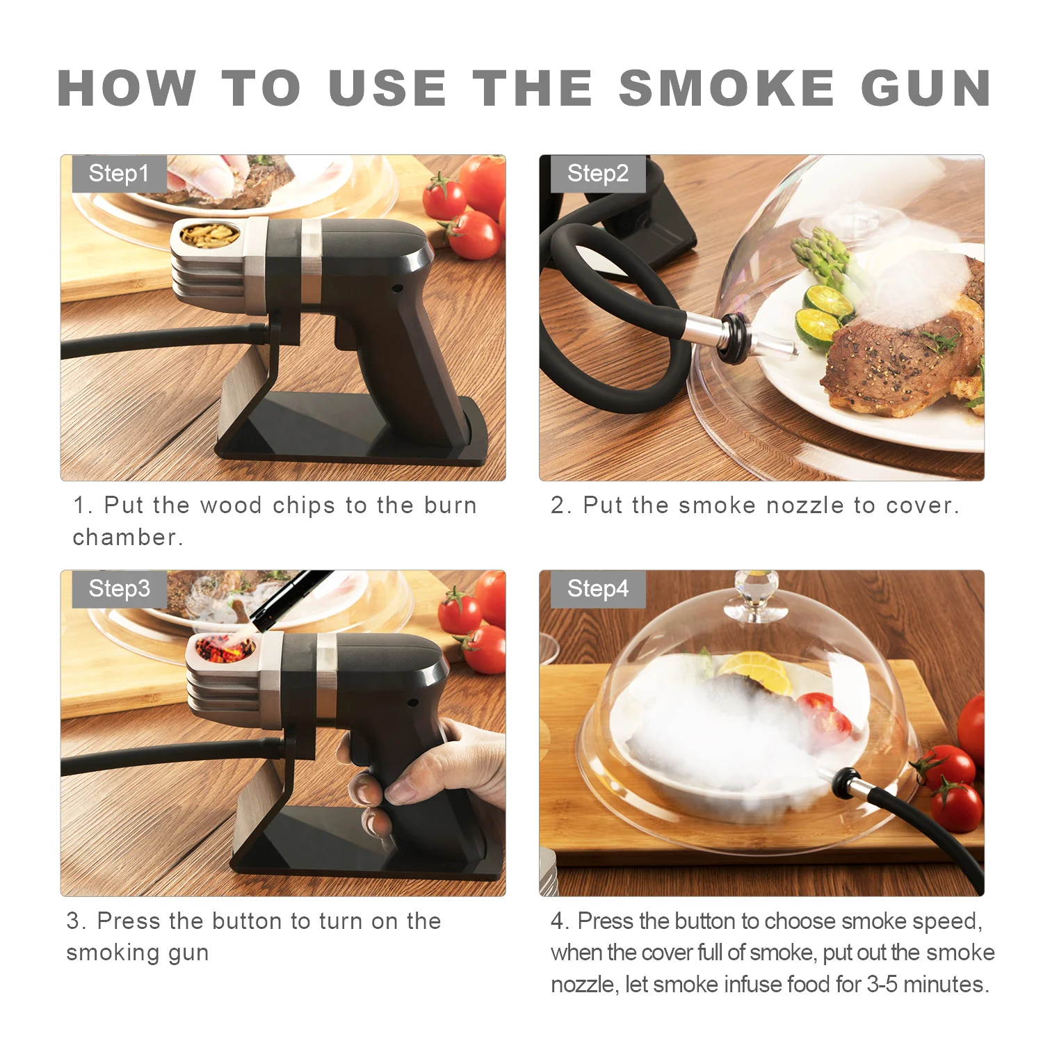 Newest Portable Food Smoking Gun Drink Cocktail Smoker Woodchips Smoke Infuser Machine