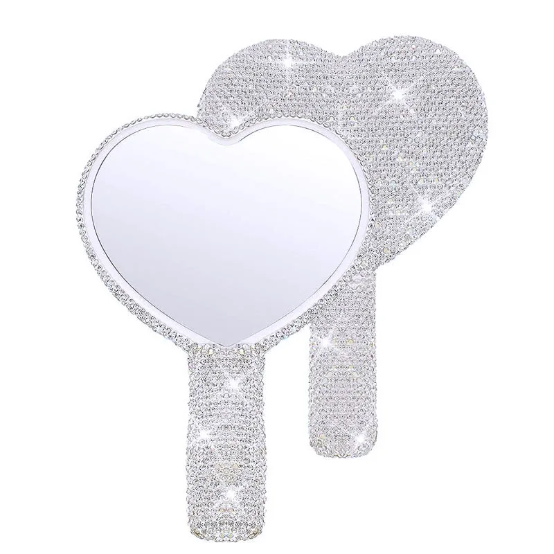 Hot Sale Square Handheld Mirror Cosmetic Makeup Mirror Hand Square Diamond Portable Heart-shaped Luxury Mirrors