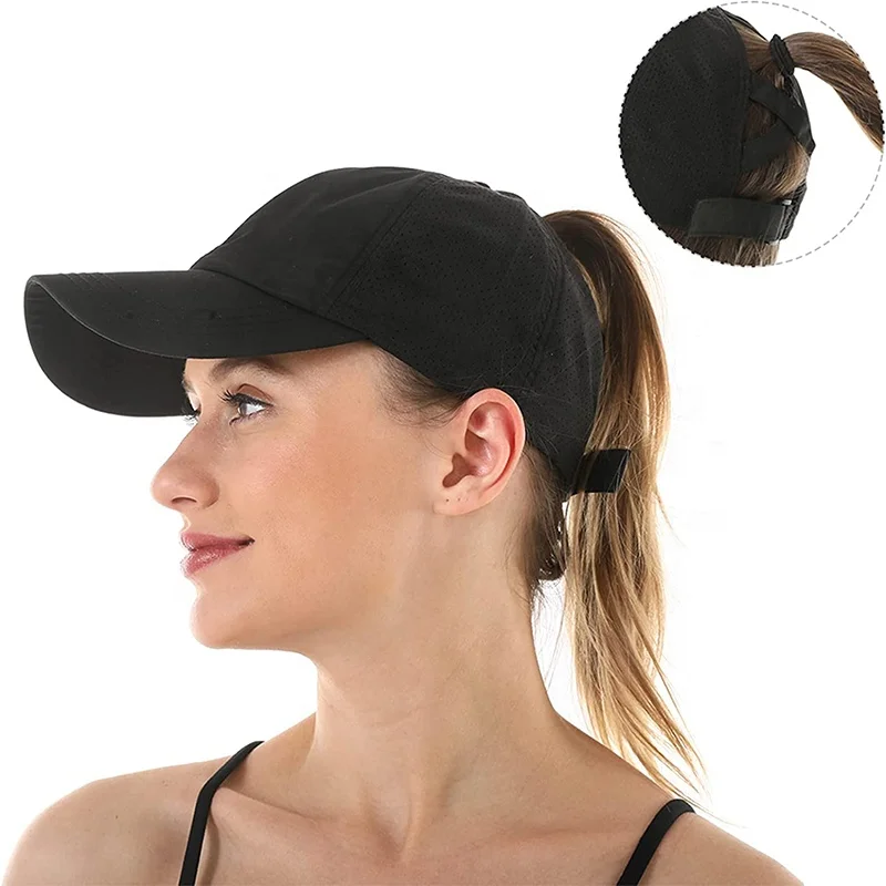 Womens Crisscross Ponytail Baseball Cap Adjustable High Messy Bun Ponycap Quick Drying Hat
