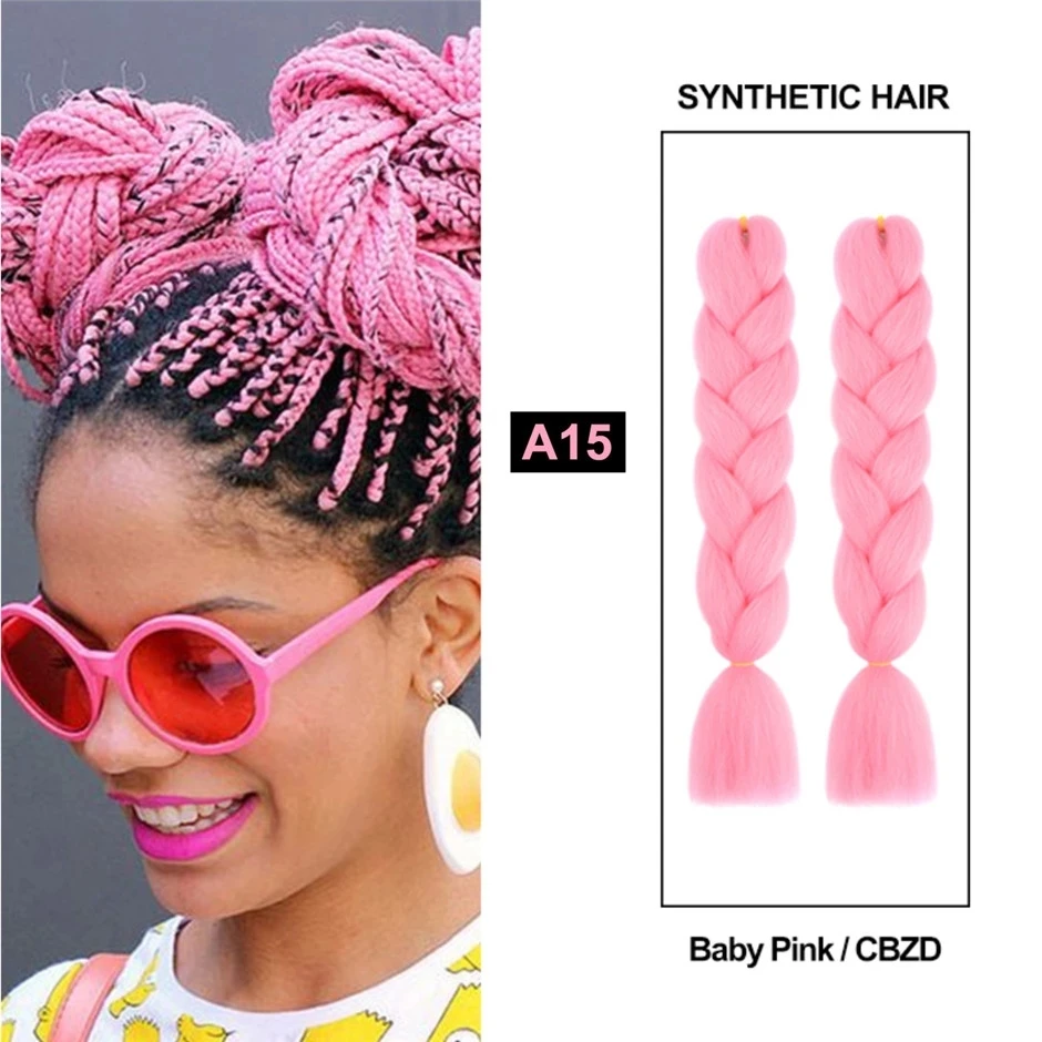 
Pure Color 100g 24 Inch Xpression Crochet Twist Braids Ombre Jumbo Synthetic Braiding Hair Braid 