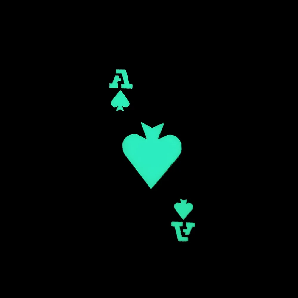 Luminous Playing Cards Spades Ace Tactical Morale Patch with Hook Loop Fastener on The Back