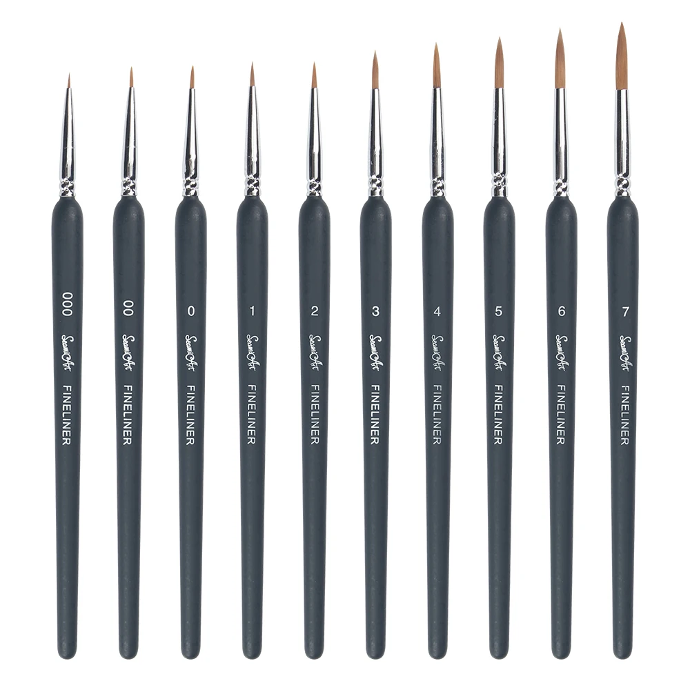 Custom hook line acrylic fine detail paint brush set artist fineliner brush 10 sizes nylon hair mixture animal hair