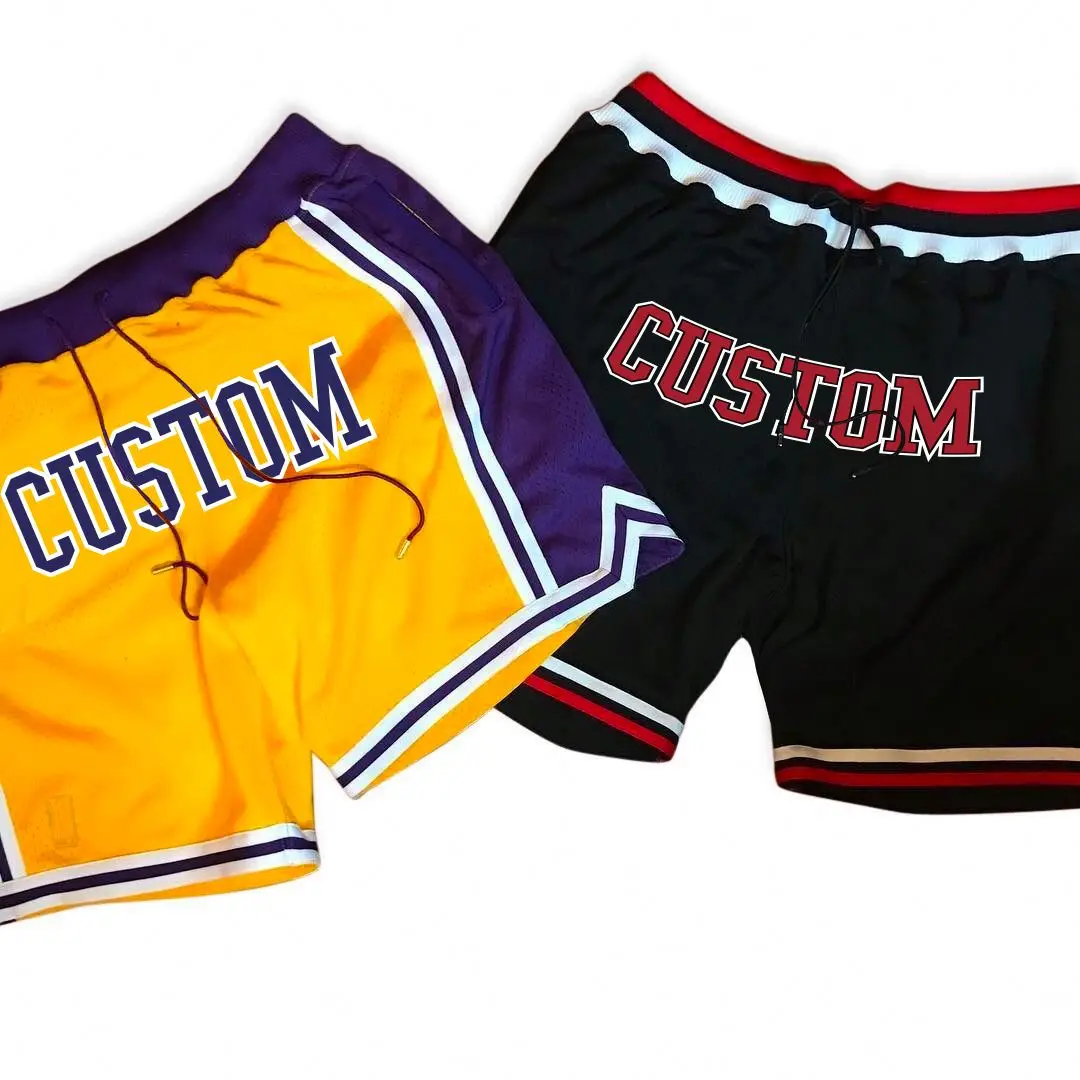 Custom logo retro sweat old school toronto vintage raptors pockets polyester white mesh just mens don basketball shorts