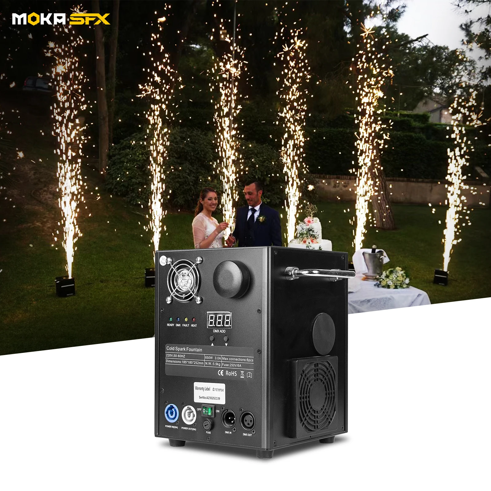 MOKA SFX dmx холодный фейерверк 650 Вт мини-машина для холодных искр Свадебная вечеринка сценическое мероприятие