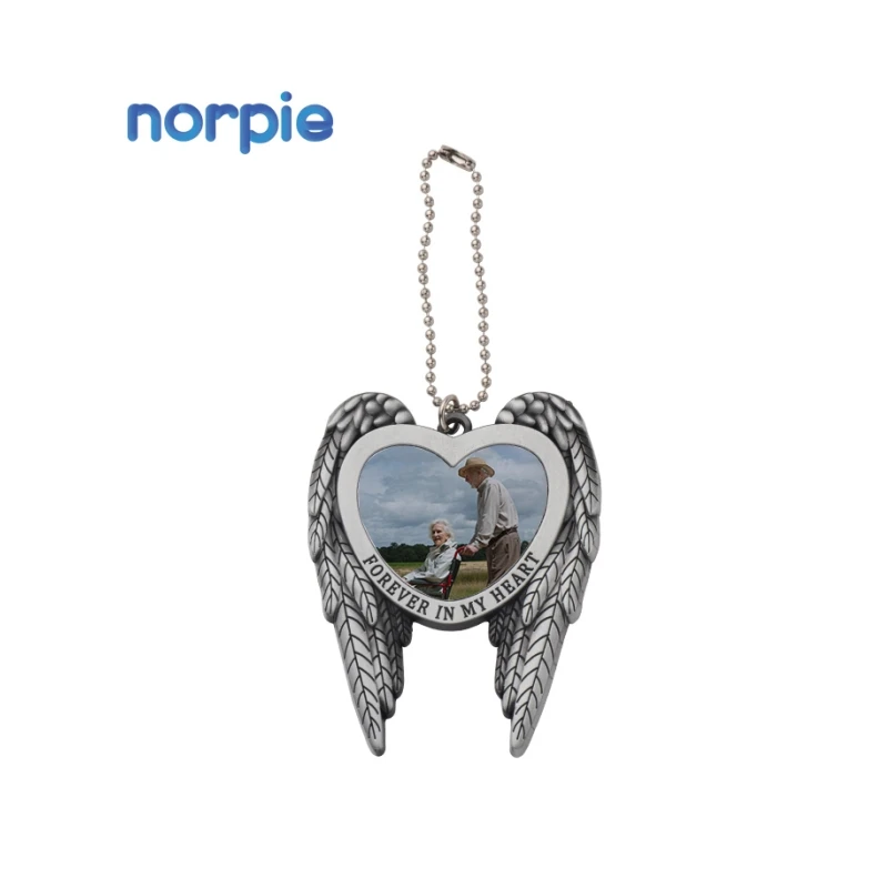 New Arrival Angel Wings Car Ornaments Forever in My Heart angel wing ornaments Sublimation Angel Wing Car Charm Ornament