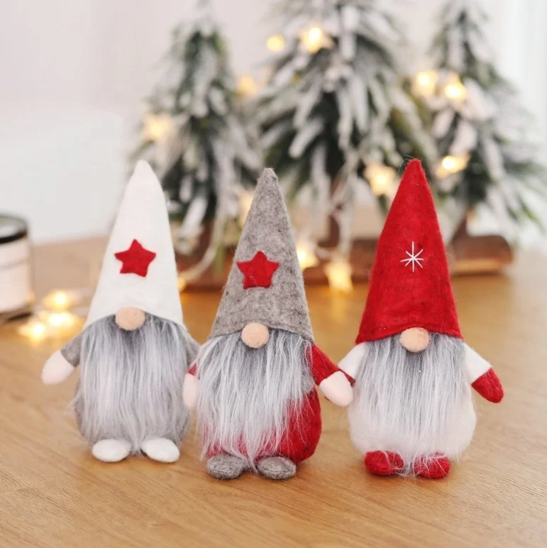 Newest Swedish Santa Gnome Plush Doll Christmas Handmade Santa Gnome Plush for Table Christmas Tree Hanging Decoration