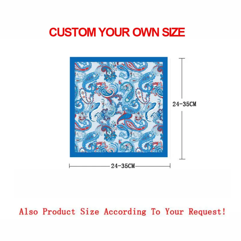 Wholesale low MOQ classic paisley pattern pocket square custom designer 100% silk pocket square