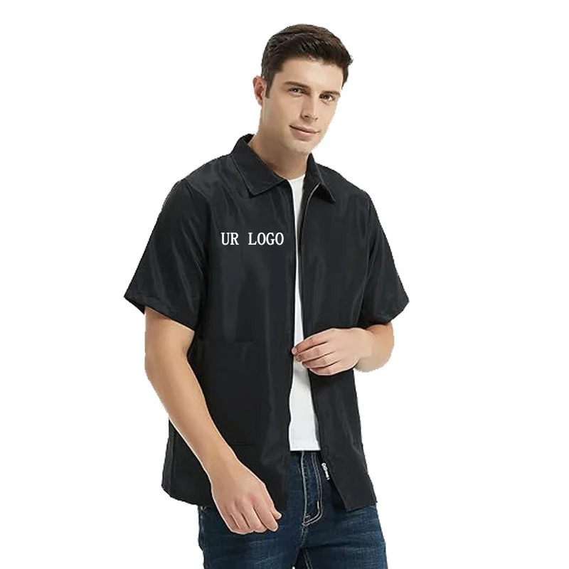 Custom Logo Stylist Polyester Waterproof Antistatic Pet Beauty Barber Jacket Uniform Hairstylist Smock