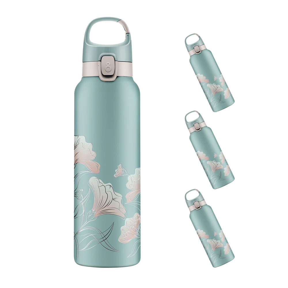 Customized color logo reusable gym sport metal bottles sublimation stainless steel vacuum flasks thermos drinking water bottle