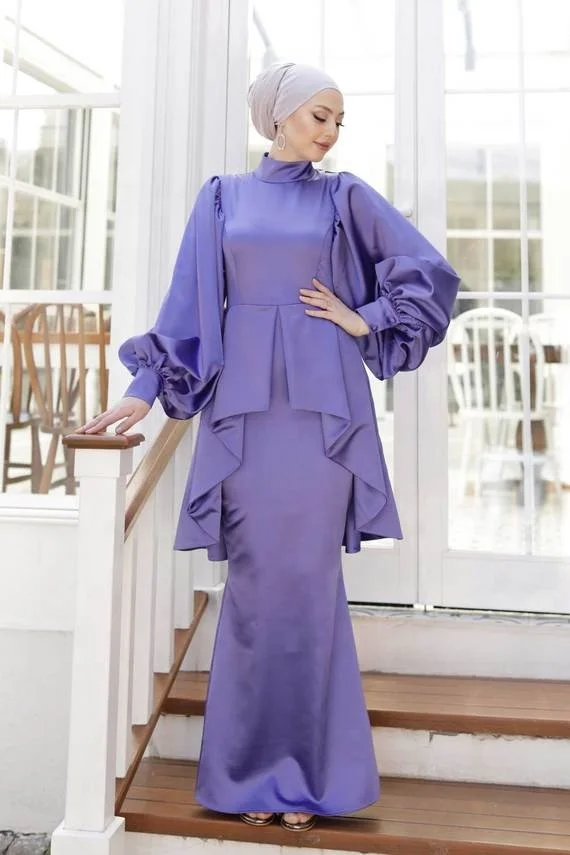 MOTIVE FORCE Boutique Clothing Women New Style Beautifully Islamic Clothing Women Abaya  Party Satin Muslim Dresses Designs