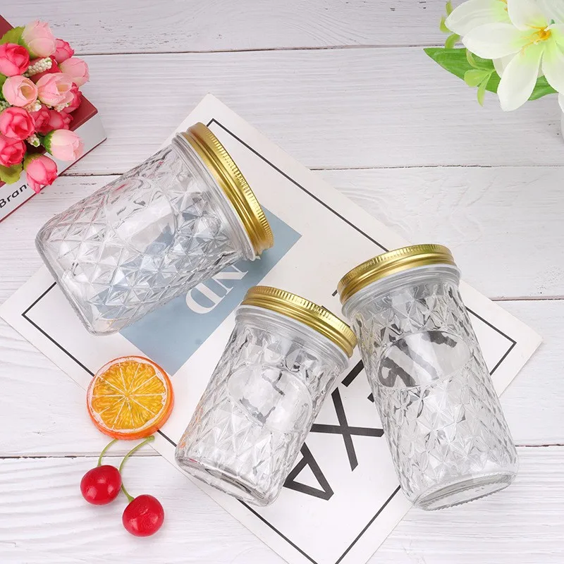 Glass Jar Supplier Wholesale Kitchen 250ml 500ml Wide Mouth Clear Glass Mason Jars Small 3 oz 16 oz Glass Storage Jars with Lid
