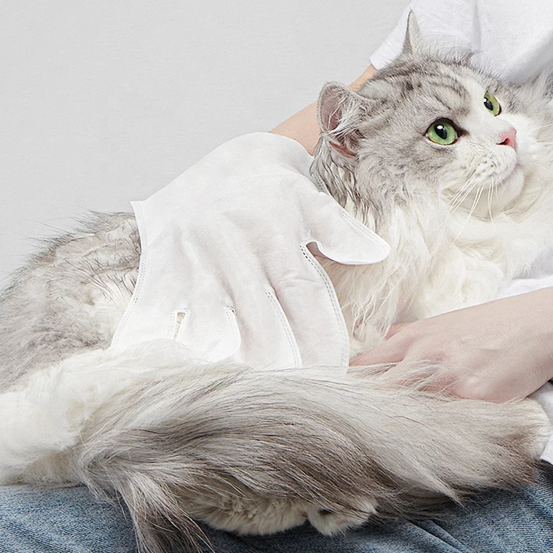 Source factory custom Super Soft Non-woven Material OEM pet gloves wet cleaning wipes