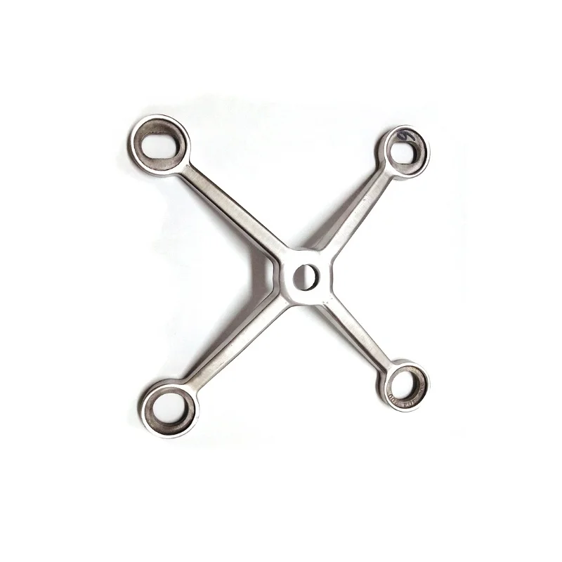 Factory price 2 curved arms 90 degree mirror finished stainless steel glass spider with routels and connectors