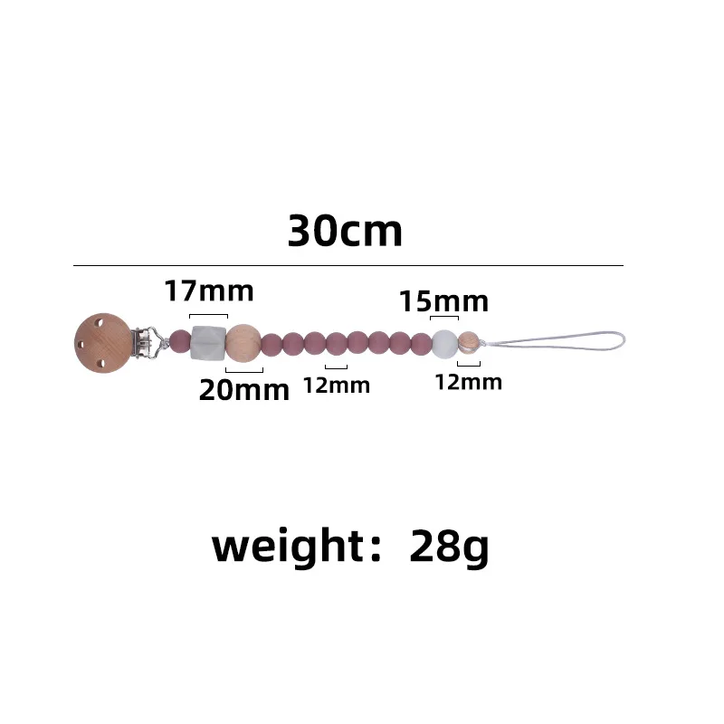 Custom Nursing Gifts Baby Infant Teething Toy Hook Silicon Wooden Pacifier Holder Dummy Clip Chain For Girls Boys