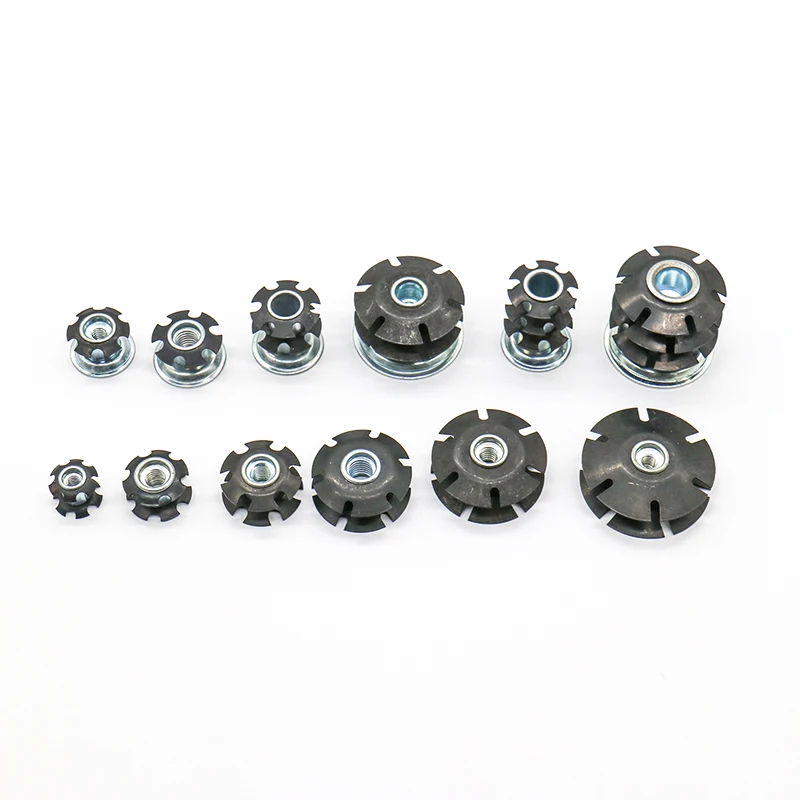 M6 M8 Crown Insert Round Star Tube Nut Layered Spring Threaded Fitting Nut for Shelves Display Racks