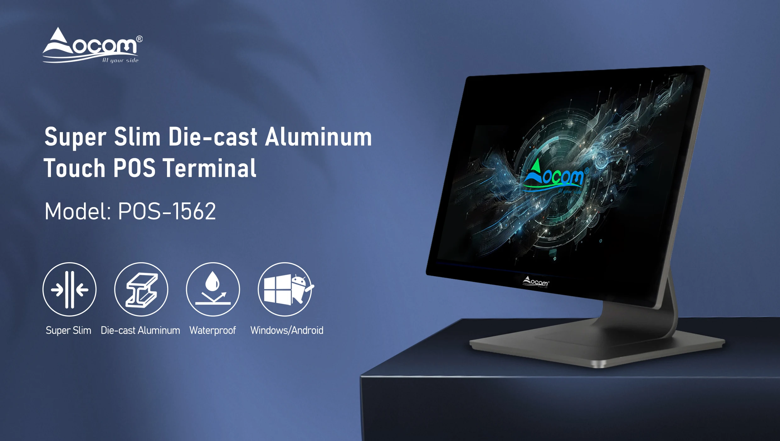 POS-1562 OCOM Супер тонкий водонепроницаемый 15 6 дюймов алюминиевый кассовый аппарат Windows Android розничная продажа решение сенсорный экран Pos система