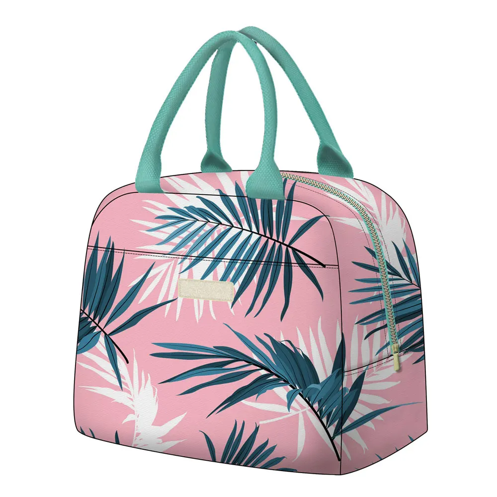 New Design Hand Made Polyester Orange Edge Side Cooler Girls Women Zipper Lock Lunch Bags For Outdoor Activities Cooler Bag