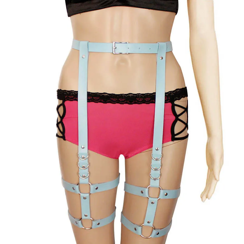 
Colorful Women Sexy Pu leather Harness Leg Pu Garter Sexy Lingerie 