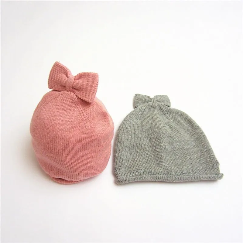 Autumn Winter Warm Hot Sale Cute Baby Hats Wholesale Direct Knit Newborn Baby Hats 100% Cotton Beanie Girls