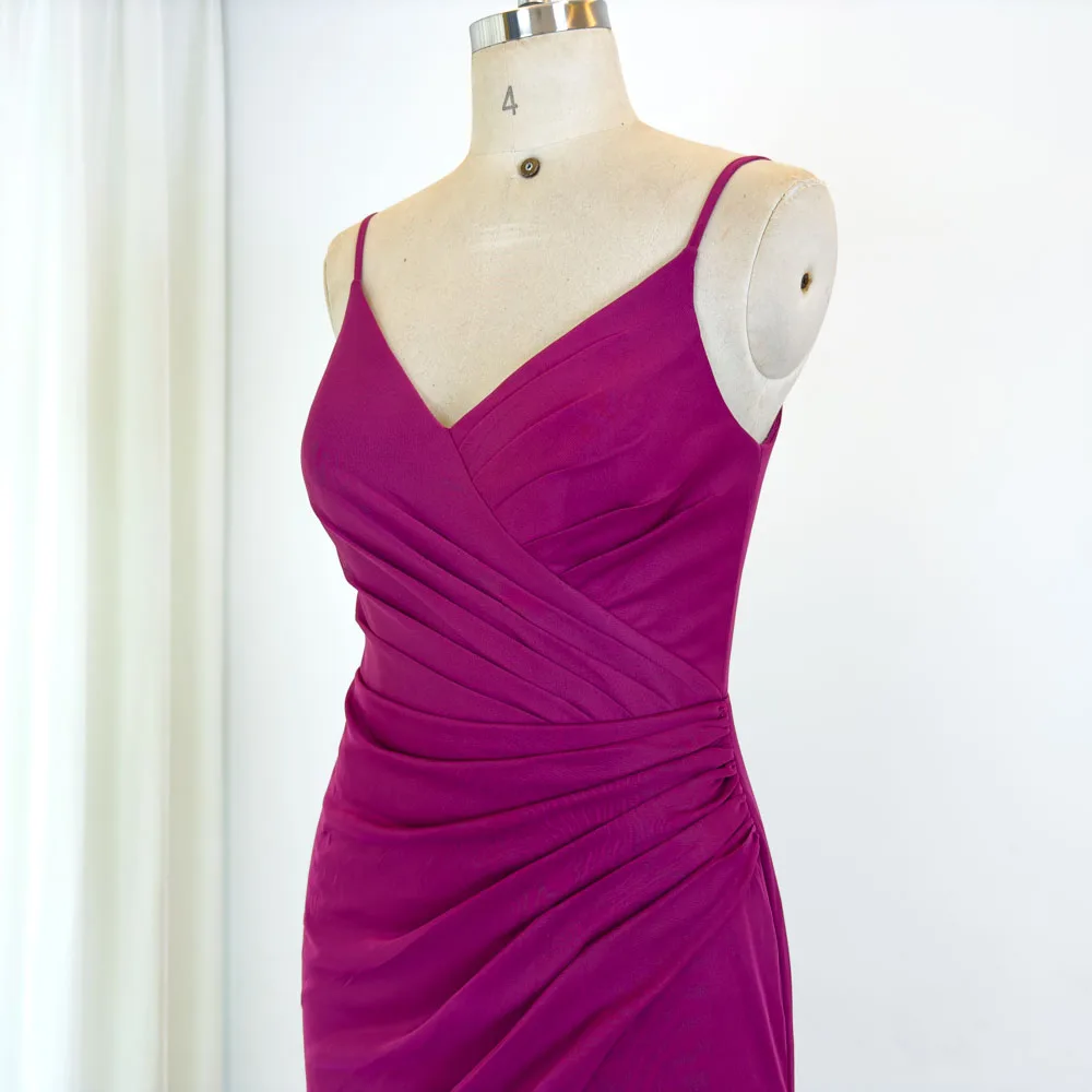 TEENYEE Adjustable Spaghetti Straps Luxury Bridesmaid Elegant Dinner Dress Party Wedding Dress On The Beach