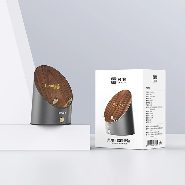 
New Wooden Digital Clock Loud Induction Smart Speaker Mobile Phone Holders Blue Tooth Speaker 