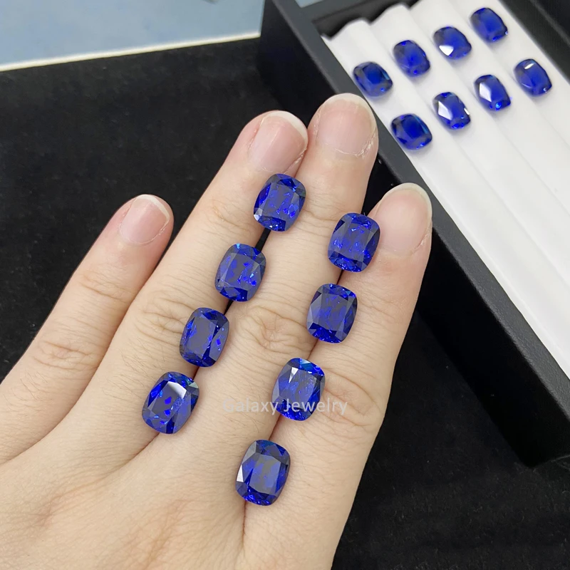 High Quality Cushion Cut Loose Lab Grown Sapphire Hydrothermal Synthetic Royal Blue Sapphire Stone for Jewelry Making