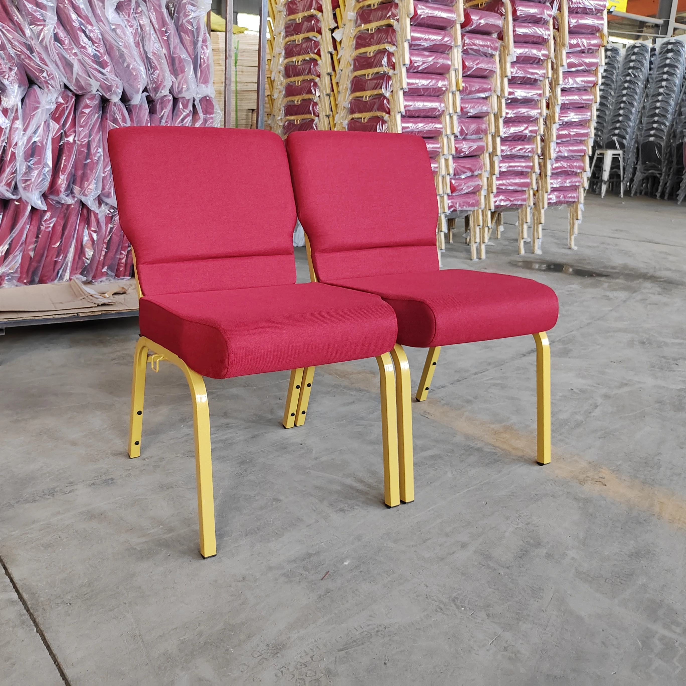 Wholesale Stackable Metal Theater Chair Conference Padded Interlocking Church Chairs for Auditorium