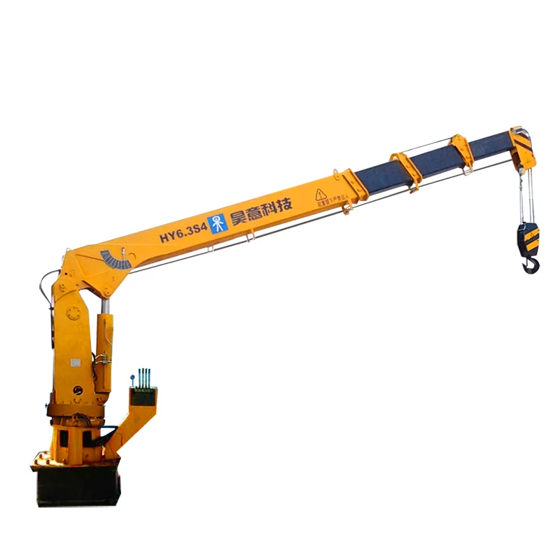 6 Ton Marine Crane 3 Straight Booms Deck With Winch for