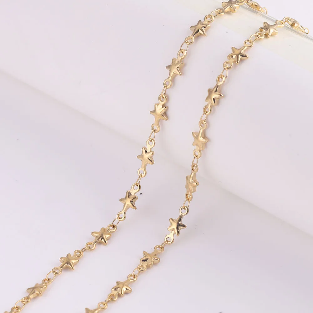 CAIOOCHE Cross Start Leaf Dolphin Heart Chain DIY Handmade High Quality Stainless Steel Gold Chain Sell By Meters
