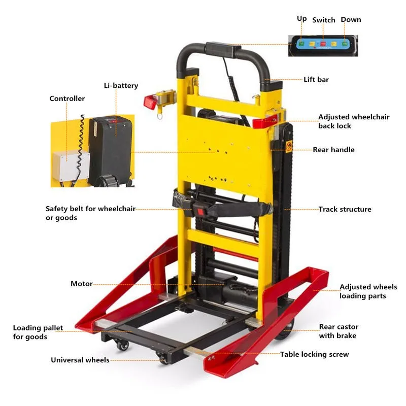 barrier free stair climbing electric wheelchair Heavy Duty Motorized Stair Climbing Portable Electric Mobile Chair Lifts