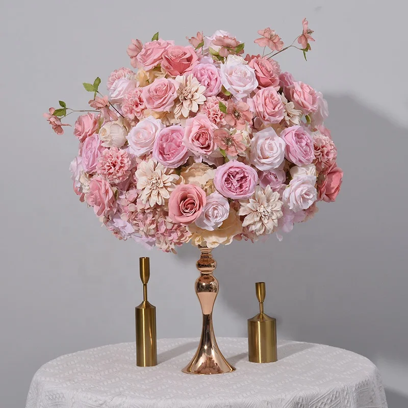 OEM decorative flowers and plants wedding event Table Centerpieces Artificial silk flower ball wedding decorations supplies