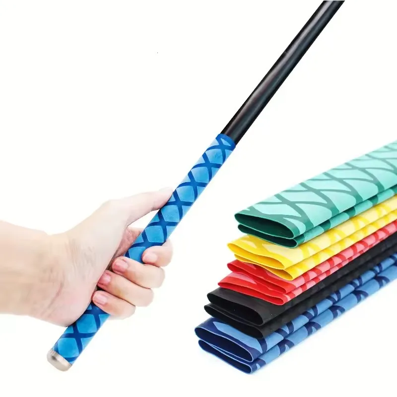 15-50mm/1m Non-slip Heat Shrink Tube Rod Cover Textured Heat Shrinkable Sleeve For Fishing Rods Badminton