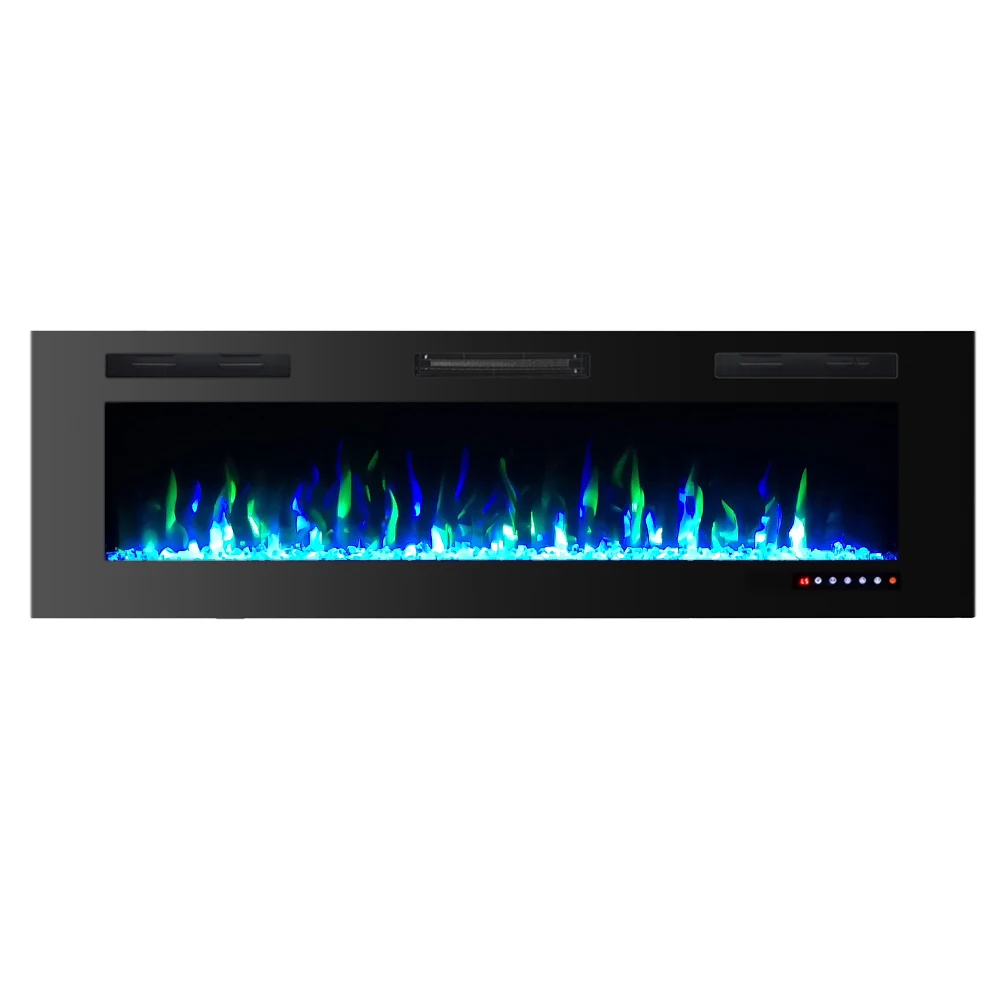 led light 3d decor realistic wood burning fire flame indoor large wall mounted insert electric fireplace